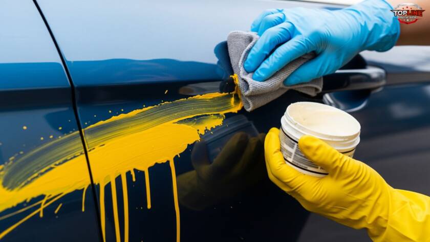 how to get road paint off car