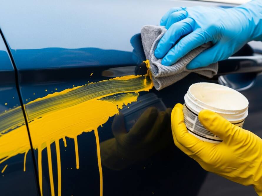 how to get road paint off car
