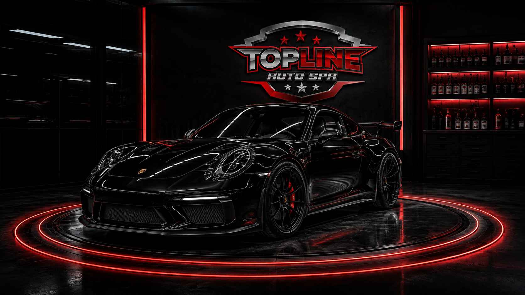 Final reveal of a premium black vehicle at TopLine Auto Spa